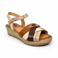 Sandalias Cuña Baja Mujer Piel Plantilla Acolchada 3106 Multicuero, De Blusandal -BOUTTYE Ventas sandalias cuna baja mujer piel plantilla acolchada 3106 multicuero de blusandal 2