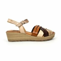 Sandalias Cuña Baja Mujer Piel Plantilla Acolchada 3106 Multicuero, De Blusandal