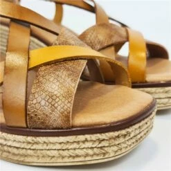 Sandalias Cuña Baja Mujer Piel Plantilla Acolchada 44510 Cuero, De Blusandal -BOUTTYE Ventas sandalias cuna baja mujer piel plantilla acolchada 44510 cuero de blusandal 3