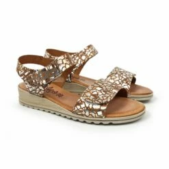 Sandalias Cuña Baja Mujer Piel Plantilla Acolchada Velcro 132 Cuero, De Amelie -BOUTTYE Ventas sandalias cuna baja mujer piel plantilla acolchada velcro 132 cuero de amelie 2