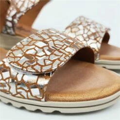Sandalias Cuña Baja Mujer Piel Plantilla Acolchada Velcro 132 Cuero, De Amelie -BOUTTYE Ventas sandalias cuna baja mujer piel plantilla acolchada velcro 132 cuero de amelie 3