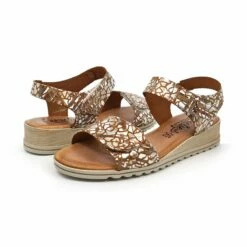 Sandalias Cuña Baja Mujer Piel Plantilla Acolchada Velcro 132 Cuero, De Amelie -BOUTTYE Ventas sandalias cuna baja mujer piel plantilla acolchada velcro 132 cuero de amelie 4