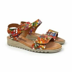 Sandalias Cuña Baja Mujer Piel Plantilla Acolchada Velcro 132 Multicolor, De Amelie -BOUTTYE Ventas sandalias cuna baja mujer piel plantilla acolchada velcro 132 multicolor de amelie 2