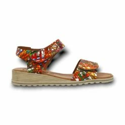 Sandalias Cuña Baja Mujer Piel Plantilla Acolchada Velcro 132 Multicolor, De Amelie