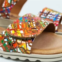Sandalias Cuña Baja Mujer Piel Plantilla Acolchada Velcro 132 Multicolor, De Amelie -BOUTTYE Ventas sandalias cuna baja mujer piel plantilla acolchada velcro 132 multicolor de amelie 3