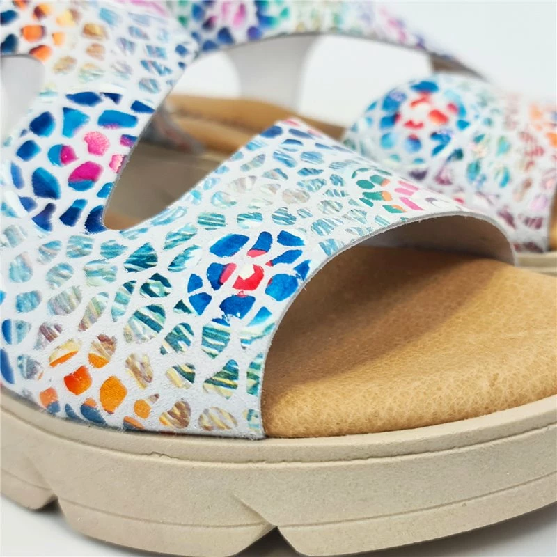 Sandalias Cuña Baja Mujer Piel Plantilla Acolchada Velcro 2020 Blanco, De Blusandal 4 Sandalias Cuña Baja Mujer Piel Plantilla Acolchada Velcro 2020 Blanco, De Blusandal - Imagen 2