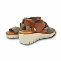 Sandalias Cuña Baja Mujer Piel Plantilla Acolchada Velcro 23530 Verde, De Blusandal -BOUTTYE Ventas sandalias cuna baja mujer piel plantilla acolchada velcro 23530 verde de blusandal 10