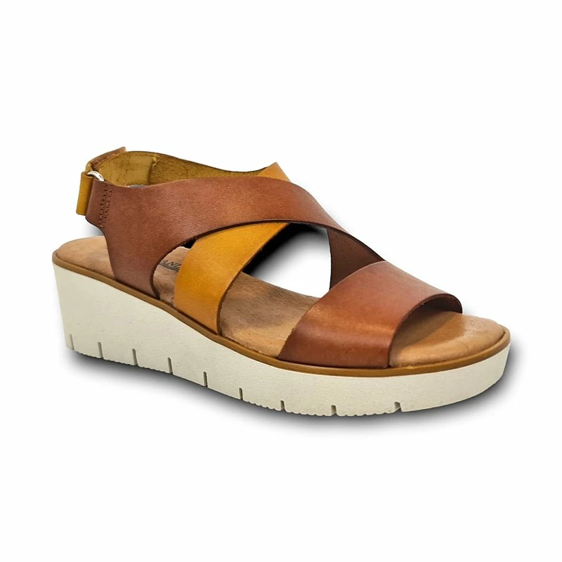 Sandalias Cuña Baja Mujer Piel Plantilla Acolchada Velcro 23530 Cuero, De Blusandal 5 Sandalias Cuña Baja Mujer Piel Plantilla Acolchada Velcro 23530 Cuero, De Blusandal - Imagen 3