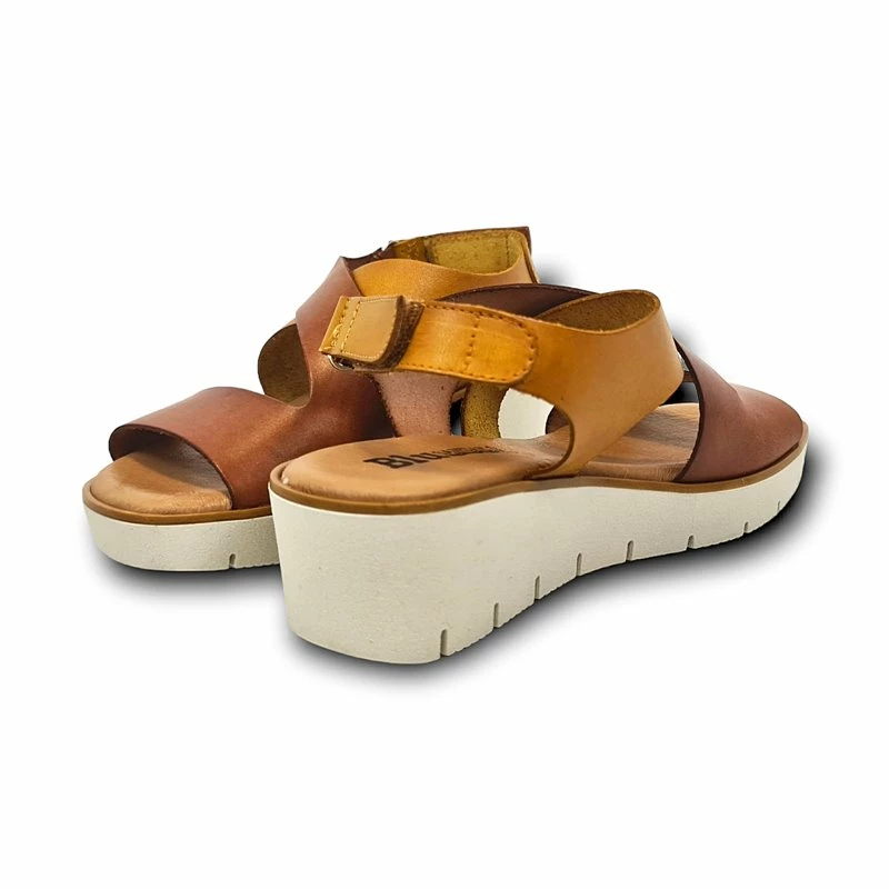 Sandalias Cuña Baja Mujer Piel Plantilla Acolchada Velcro 23530 Cuero, De Blusandal 6 Sandalias Cuña Baja Mujer Piel Plantilla Acolchada Velcro 23530 Cuero, De Blusandal - Imagen 4