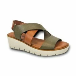 Sandalias Cuña Baja Mujer Piel Plantilla Acolchada Velcro 23530 Verde, De Blusandal -BOUTTYE Ventas sandalias cuna baja mujer piel plantilla acolchada velcro 23530 verde de blusandal 9