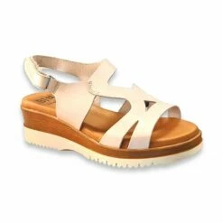 Sandalias Cuña Baja Mujer Piel Plantilla Acolchada Velcro 62309 Hielo, De Blusandal -BOUTTYE Ventas sandalias cuna baja mujer piel plantilla acolchada velcro 62309 hielo de blusandal 3