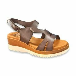 Sandalias Cuña Baja Mujer Piel Plantilla Acolchada Velcro 62309 Marrón, De Blusandal -BOUTTYE Ventas sandalias cuna baja mujer piel plantilla acolchada velcro 62309 marron de blusandal 3