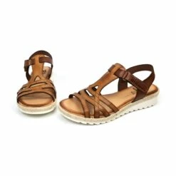 Sandalias Cuña Baja Mujer Piel Velcro Plantilla Acolchada 2896 Cuero, De Blusandal -BOUTTYE Ventas sandalias cuna baja mujer piel velcro plantilla acolchada 2896 cuero de blusandal 5