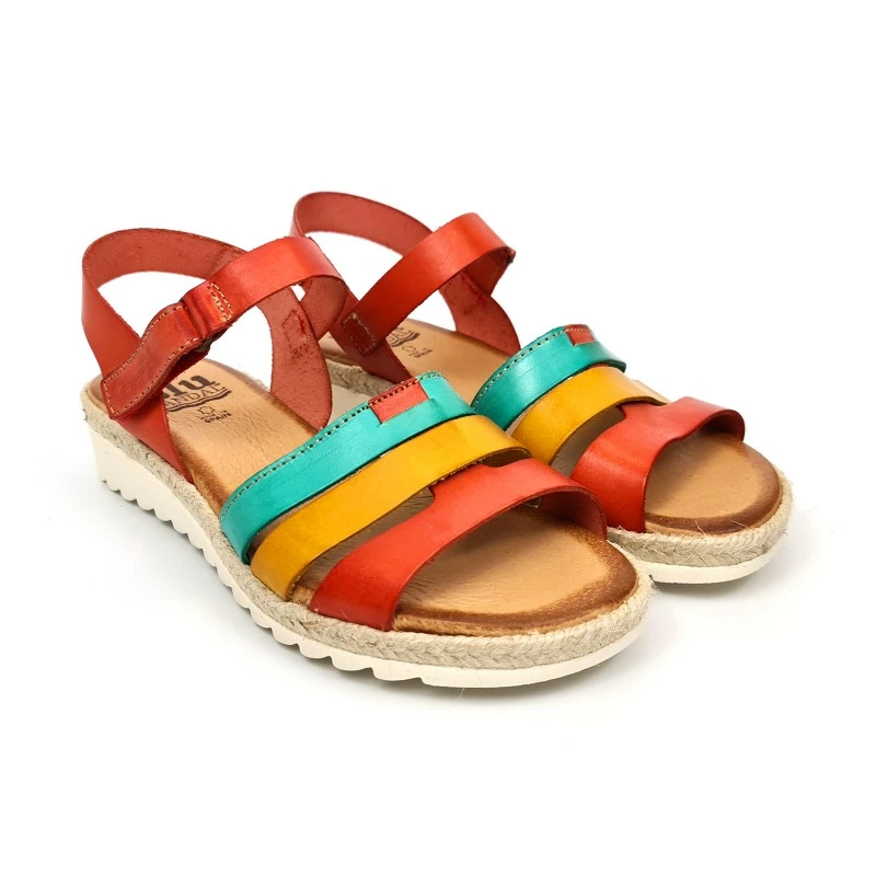 Sandalias Cuña Baja Mujer Piel Velcro Plantilla Acolchada 2898 Multicolor, De Blusandal 6 Sandalias Cuña Baja Mujer Piel Velcro Plantilla Acolchada 2898 Multicolor, De Blusandal - Imagen 4