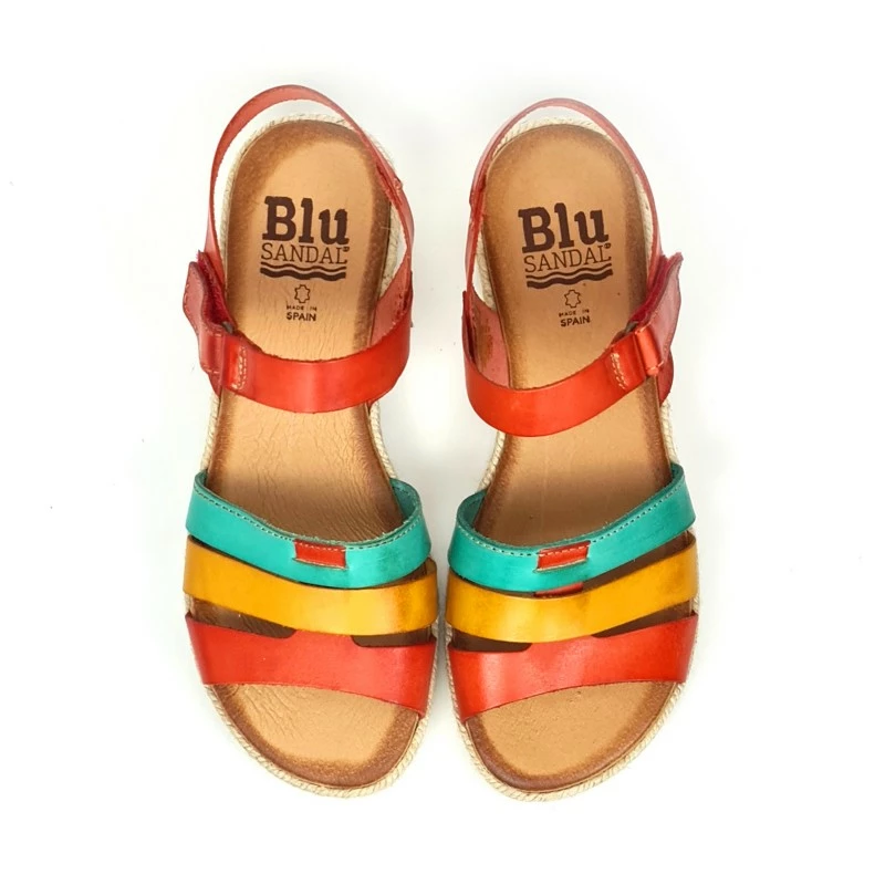 Sandalias Cuña Baja Mujer Piel Velcro Plantilla Acolchada 2898 Multicolor, De Blusandal 9 Sandalias Cuña Baja Mujer Piel Velcro Plantilla Acolchada 2898 Multicolor, De Blusandal - Imagen 7