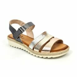 Sandalias Cuña Baja Mujer Piel Velcro Plantilla Acolchada 2898 Multimetal, De Blusandal -BOUTTYE Ventas sandalias cuna baja mujer piel velcro plantilla acolchada 2898 multimetal de blusandal 2