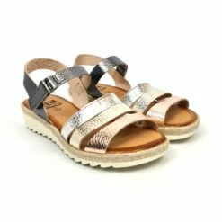 Sandalias Cuña Baja Mujer Piel Velcro Plantilla Acolchada 2898 Multimetal, De Blusandal -BOUTTYE Ventas sandalias cuna baja mujer piel velcro plantilla acolchada 2898 multimetal de blusandal 3