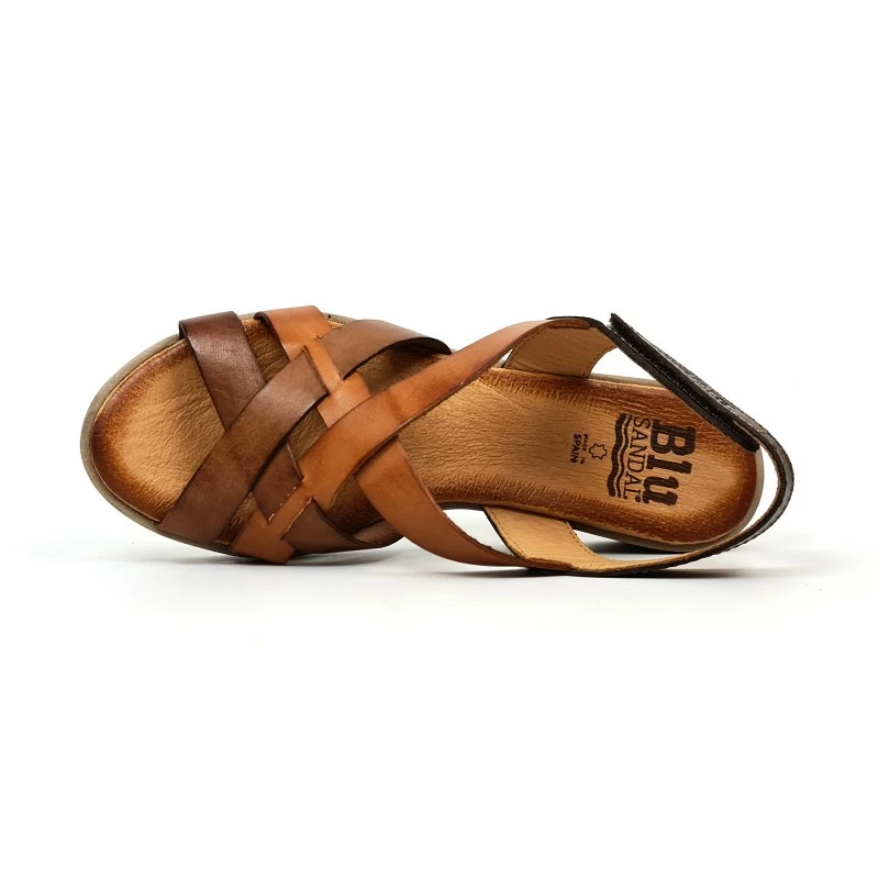 Sandalias Cuña Baja Mujer Piel Velcro Plantilla Acolchada 3104 Cuero, De Blusandal 7 Sandalias Cuña Baja Mujer Piel Velcro Plantilla Acolchada 3104 Cuero, De Blusandal - Imagen 5