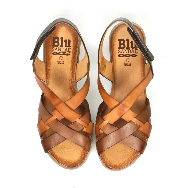 Sandalias Cuña Baja Mujer Piel Velcro Plantilla Acolchada 3104 Cuero, De Blusandal 9 Sandalias Cuña Baja Mujer Piel Velcro Plantilla Acolchada 3104 Cuero, De Blusandal - Imagen 7