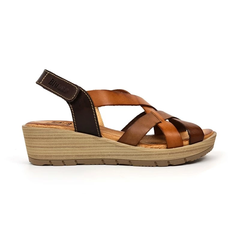 Sandalias Cuña Baja Mujer Piel Velcro Plantilla Acolchada 3104 Cuero, De Blusandal 3 Sandalias Cuña Baja Mujer Piel Velcro Plantilla Acolchada 3104 Cuero, De Blusandal