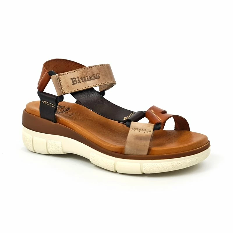 Sandalias Cuña Mujer Piel Velcro Plantilla Acolchada 54322 Multicuero, De Blusandal 5 Sandalias Cuña Mujer Piel Velcro Plantilla Acolchada 54322 Multicuero, De Blusandal - Imagen 3