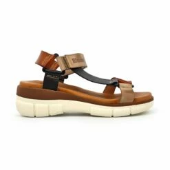 Sandalias Cuña Mujer Piel Velcro Plantilla Acolchada 54322 Multicuero, De Blusandal