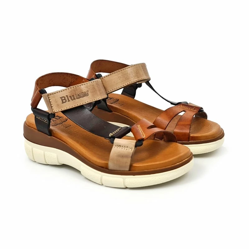 Sandalias Cuña Mujer Piel Velcro Plantilla Acolchada 54322 Multicuero, De Blusandal 8 Sandalias Cuña Mujer Piel Velcro Plantilla Acolchada 54322 Multicuero, De Blusandal - Imagen 6