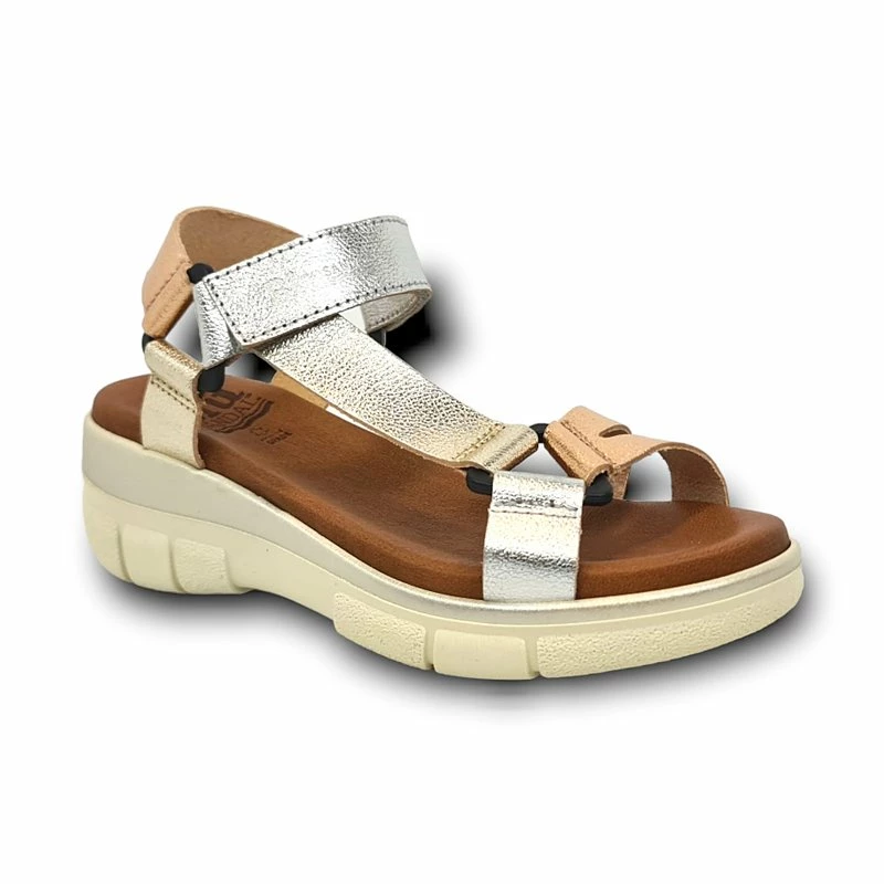 Sandalias Cuña Mujer Piel Velcro Plantilla Acolchada 54322 Multimetal, De Blusandal 4 Sandalias Cuña Mujer Piel Velcro Plantilla Acolchada 54322 Multimetal, De Blusandal - Imagen 2