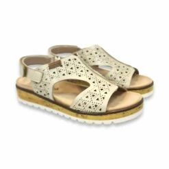 Sandalias Mujer Piel Calada Cuña Baja Plantilla Extraible Y Velcro 1211 Beige, De Amelie -BOUTTYE Ventas sandalias mujer piel calada cuna baja plantilla extraible y velcro 1211 beige de amelie 2