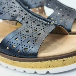 Sandalias Mujer Piel Calada Cuña Baja Plantilla Extraible Y Velcro 1211 Marino, De Amelie -BOUTTYE Ventas sandalias mujer piel calada cuna baja plantilla extraible y velcro 1211 marino de amelie 1