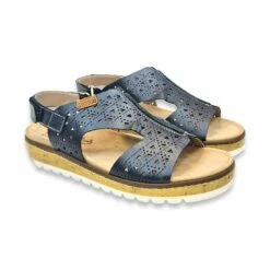 Sandalias Mujer Piel Calada Cuña Baja Plantilla Extraible Y Velcro 1211 Marino, De Amelie -BOUTTYE Ventas sandalias mujer piel calada cuna baja plantilla extraible y velcro 1211 marino de amelie 2