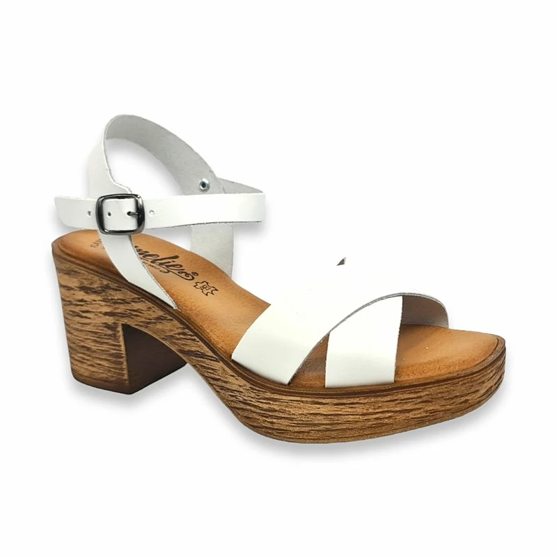 Sandalias Mule Tacón Medio Mujer Piel Plantilla Acolchada 270 Blanco, De Amelie 5 Sandalias Mule Tacón Medio Mujer Piel Plantilla Acolchada 270 Blanco, De Amelie - Imagen 3
