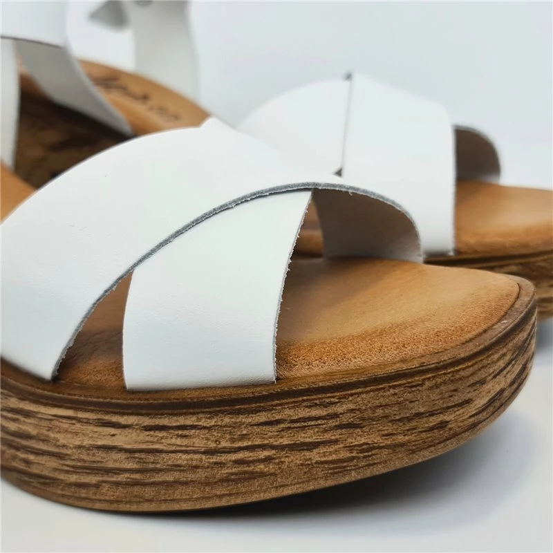 Sandalias Mule Tacón Medio Mujer Piel Plantilla Acolchada 270 Blanco, De Amelie 6 Sandalias Mule Tacón Medio Mujer Piel Plantilla Acolchada 270 Blanco, De Amelie - Imagen 4