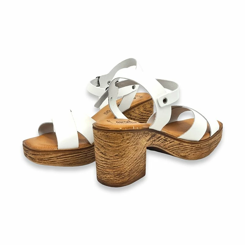 Sandalias Mule Tacón Medio Mujer Piel Plantilla Acolchada 270 Blanco, De Amelie 7 Sandalias Mule Tacón Medio Mujer Piel Plantilla Acolchada 270 Blanco, De Amelie - Imagen 5