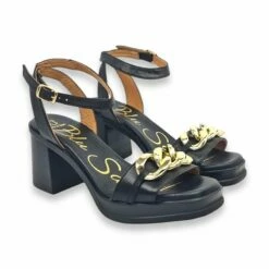 Sandalias Mule Tacón Medio Mujer Piel Plantilla Acolchada Cadena 2138 Negro, De Blusandal -BOUTTYE Ventas sandalias mule tacon medio mujer piel plantilla acolchada cadena 2138 negro de blusandal 1