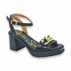Sandalias Mule Tacón Medio Mujer Piel Plantilla Acolchada Cadena 2138 Negro, De Blusandal -BOUTTYE Ventas sandalias mule tacon medio mujer piel plantilla acolchada cadena 2138 negro de blusandal 3