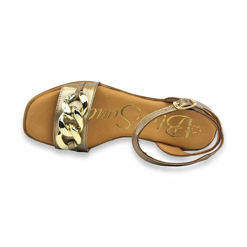 Sandalias Mule Tacón Medio Mujer Piel Plantilla Acolchada Cadena 2138 Platino, De Blusandal 8 Sandalias Mule Tacón Medio Mujer Piel Plantilla Acolchada Cadena 2138 Platino, De Blusandal - Imagen 6