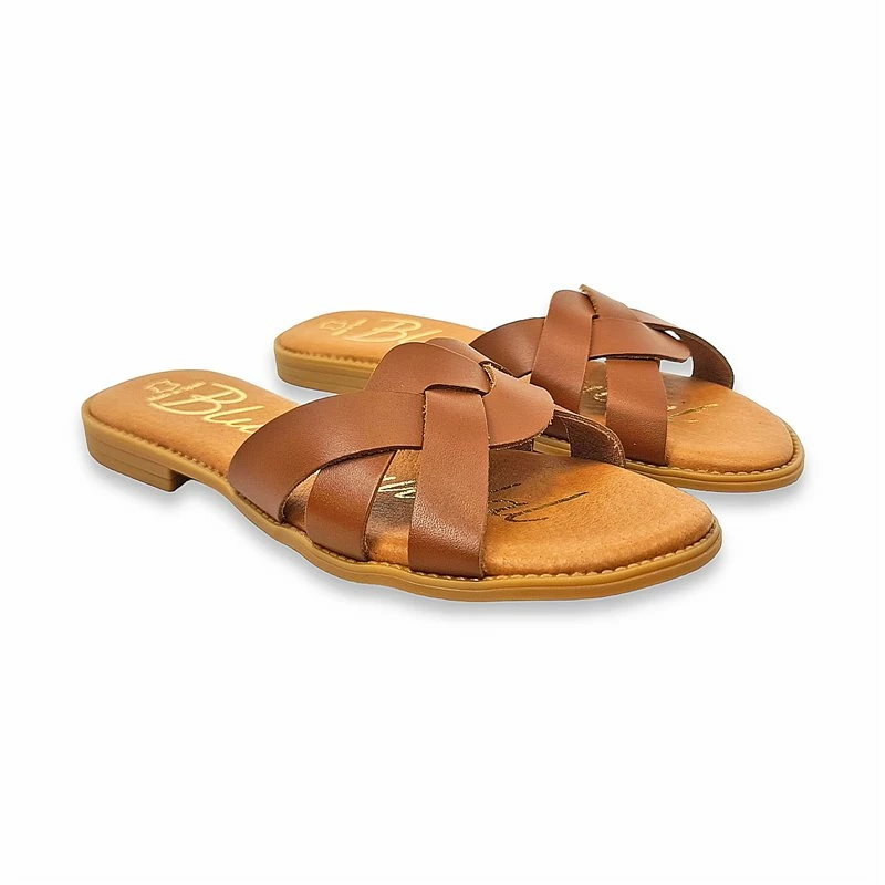 Sandalias Planas Mujer Piel Corte Trenzado Y Plantilla Acolchada 1601 Cuero, De Blusandal 4 Sandalias Planas Mujer Piel Corte Trenzado Y Plantilla Acolchada 1601 Cuero, De Blusandal - Imagen 2