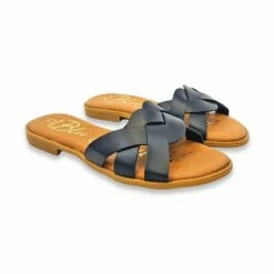 Sandalias Planas Mujer Piel Corte Trenzado Y Plantilla Acolchada 1601 Negro, De Blusandal -BOUTTYE Ventas sandalias planas mujer piel corte trenzado y plantilla acolchada 1601 negro de blusandal 2