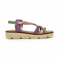 Sandalias Planas Mujer Piel Plantilla Acolchada 22106 Multicolor, De Blusandal
