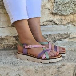Sandalias Planas Mujer Piel Plantilla Acolchada 22106 Multicolor, De Blusandal -BOUTTYE Ventas sandalias planas mujer piel plantilla acolchada 22106 multicolor de blusandal 3