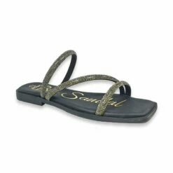 Sandalias Planas Mujer Piel Y Strass Plantilla Acolchada 1600 Negro, De Blusandal -BOUTTYE Ventas sandalias planas mujer piel y strass plantilla acolchada 1600 negro de blusandal 4