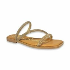 Sandalias Planas Mujer Piel Y Strass Plantilla Acolchada 1600 Oro, De Blusandal -BOUTTYE Ventas sandalias planas mujer piel y strass plantilla acolchada 1600 oro de blusandal 4