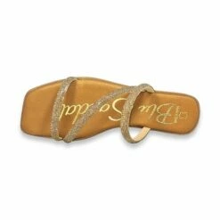 Sandalias Planas Mujer Piel Y Strass Plantilla Acolchada 1600 Oro, De Blusandal -BOUTTYE Ventas sandalias planas mujer piel y strass plantilla acolchada 1600 oro de blusandal 5