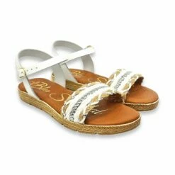 Sandalias Planas Mujer Piel Y Textil Hebilla Y Plantilla Acolchada 1610 Blanco, De Blusandal -BOUTTYE Ventas sandalias planas mujer piel y textil hebilla y plantilla acolchada 1610 blanco de blusandal 2