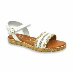 Sandalias Planas Mujer Piel Y Textil Hebilla Y Plantilla Acolchada 1610 Blanco, De Blusandal -BOUTTYE Ventas sandalias planas mujer piel y textil hebilla y plantilla acolchada 1610 blanco de blusandal 4