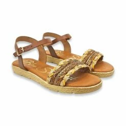 Sandalias Planas Mujer Piel Y Textil Hebilla Y Plantilla Acolchada 1610 Cuero, De Blusandal -BOUTTYE Ventas sandalias planas mujer piel y textil hebilla y plantilla acolchada 1610 cuero de blusandal 2