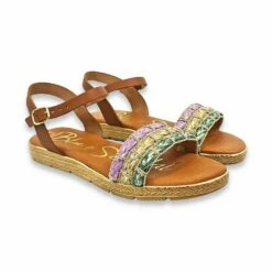 Sandalias Planas Mujer Piel Y Textil Hebilla Y Plantilla Acolchada 1610 Multicolor, De Blusandal -BOUTTYE Ventas sandalias planas mujer piel y textil hebilla y plantilla acolchada 1610 multicolor de blusandal 2
