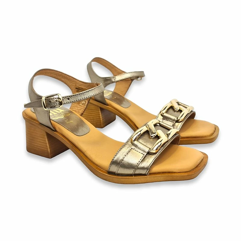 Sandalias Tacón Bajo Mujer Piel Plantilla Acolchada 2163 Platino, De Blusandal 4 Sandalias Tacón Bajo Mujer Piel Plantilla Acolchada 2163 Platino, De Blusandal - Imagen 2