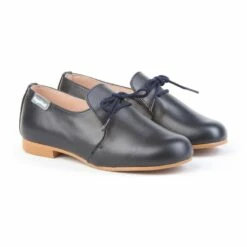 Zapatos Colegiales Infantil Niño Piel Cordones 1393 Marino, De Angelitos